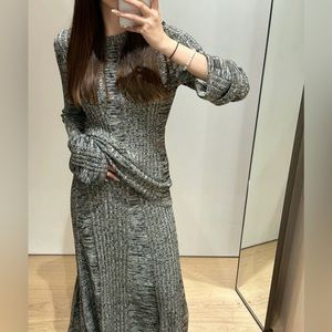 COS Flared ribbed-panel midi skirt and top set